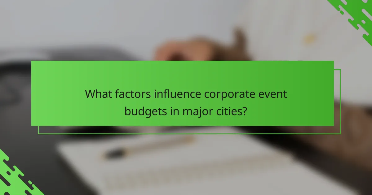What factors influence corporate event budgets in major cities?